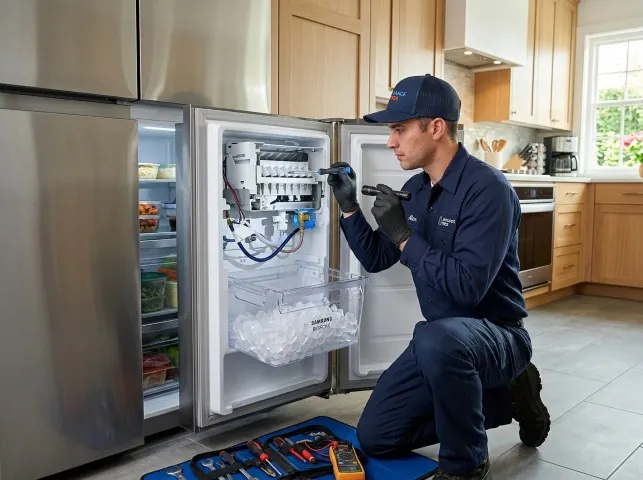 Appliance Repair Hero technician repairing a refrigerator ice maker in Brush Prairie, WA